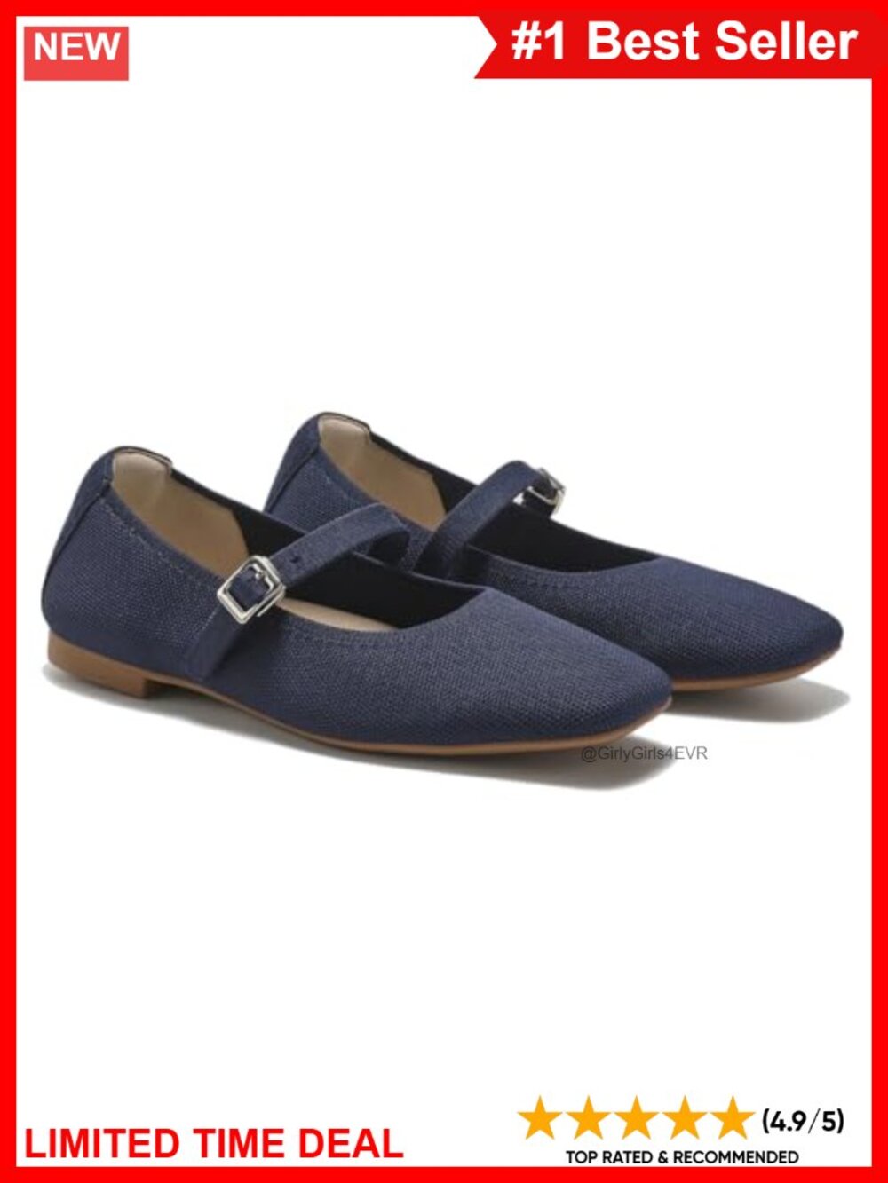 Square Toe Knit Mary Jane Flats Office Dressy Comfort